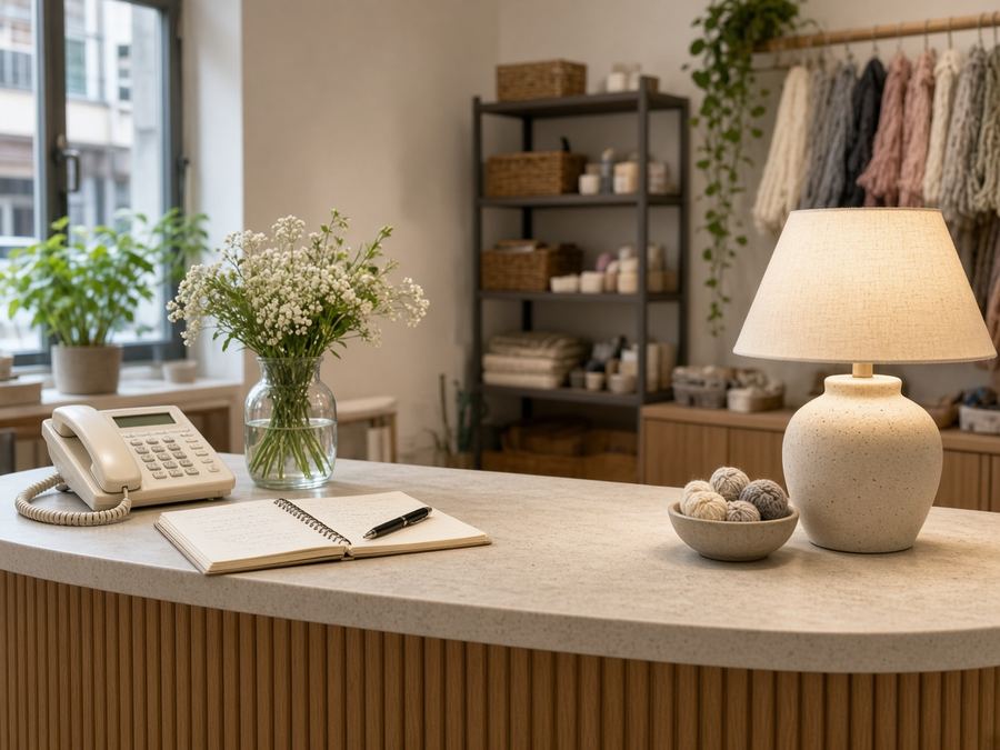 Contact desk at Silver Shadow Studio in Kowloon