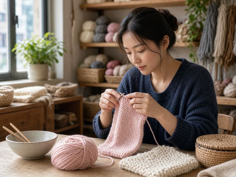 Beginner knitting at Silver Shadow Studio